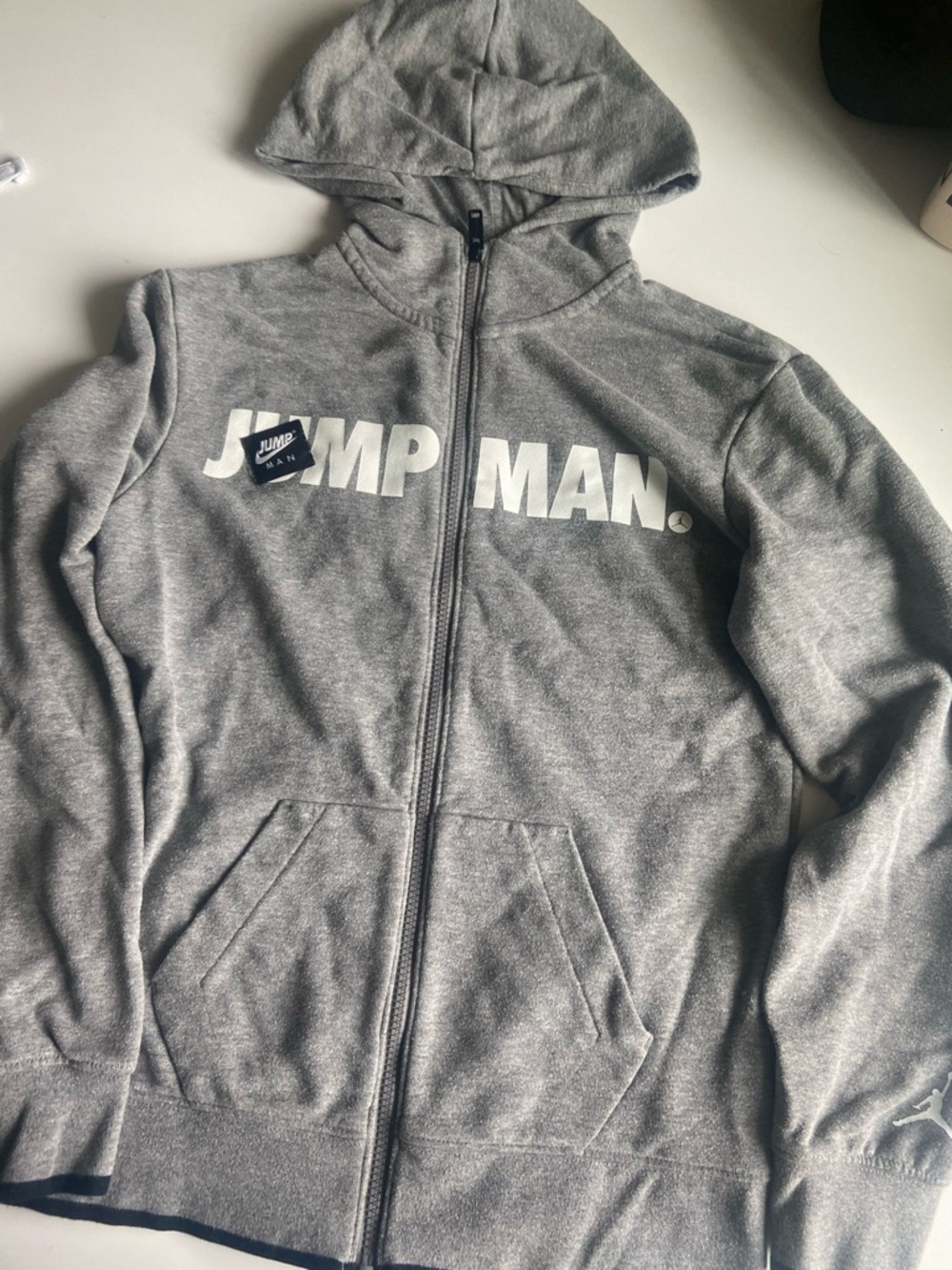 Jordan Men's Gray Full-Zip Hoodie with Jumpman Logo